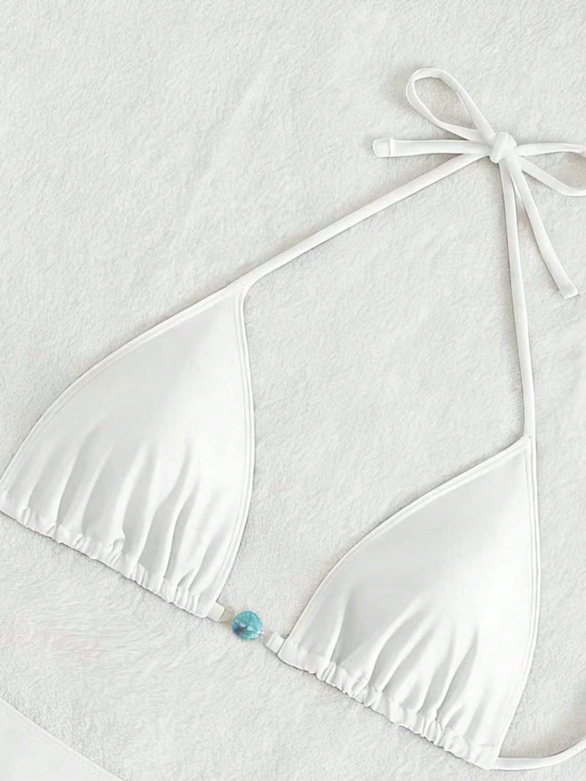 Summer New Spaghetti Strap Back Tie Brown Bikini Bottoms With Side Tie Blue Beaded End Women 2 Pieces - image 20