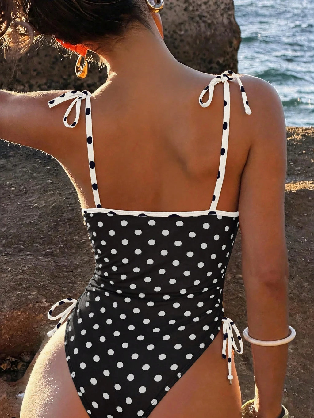Swim Vcay Women's Solid Color Spaghetti Strap Tie Front One-Piece Swimsuit, Spring/Summer - image 19