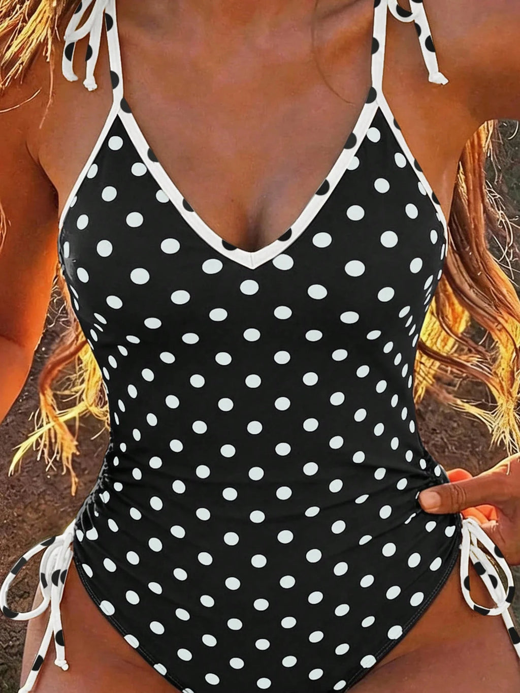 Swim Vcay Women's Solid Color Spaghetti Strap Tie Front One-Piece Swimsuit, Spring/Summer - image 20