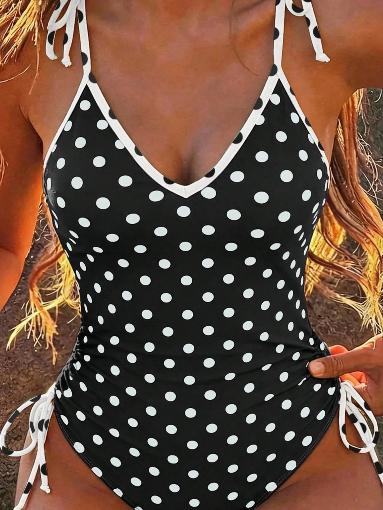 Swim Vcay Women's Solid Color Spaghetti Strap Tie Front One-Piece Swimsuit, Spring/Summer - image 20