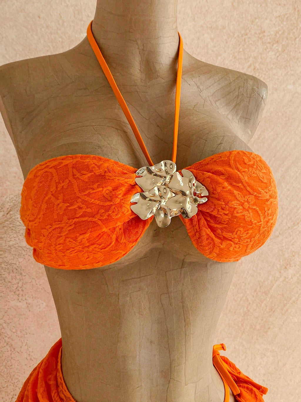 Soleia Women's Solid Color Jacquard Bikini Set, Suitable For Beach Vacation Summ