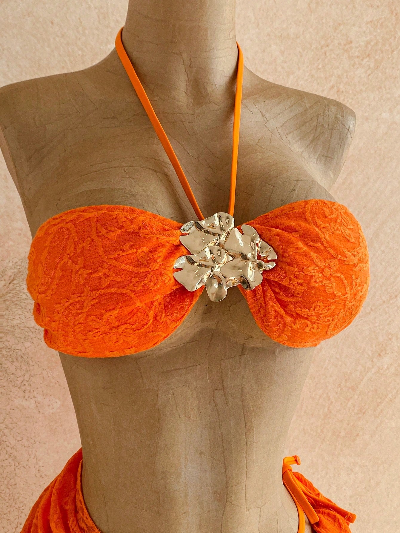 Soleia Women's Solid Color Jacquard Bikini Set, Suitable For Beach Vacation Summ