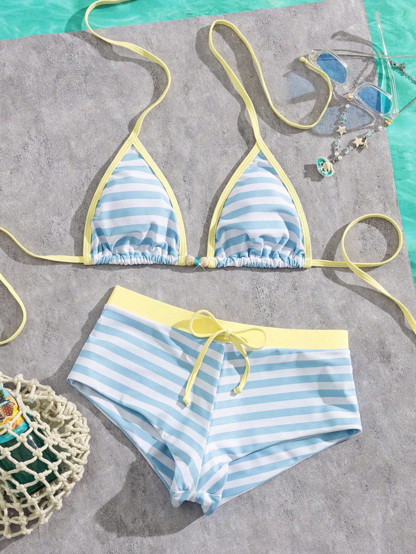 Women's Bikini Swimsuit, Vintage Yellow Polka Dot Print Retro