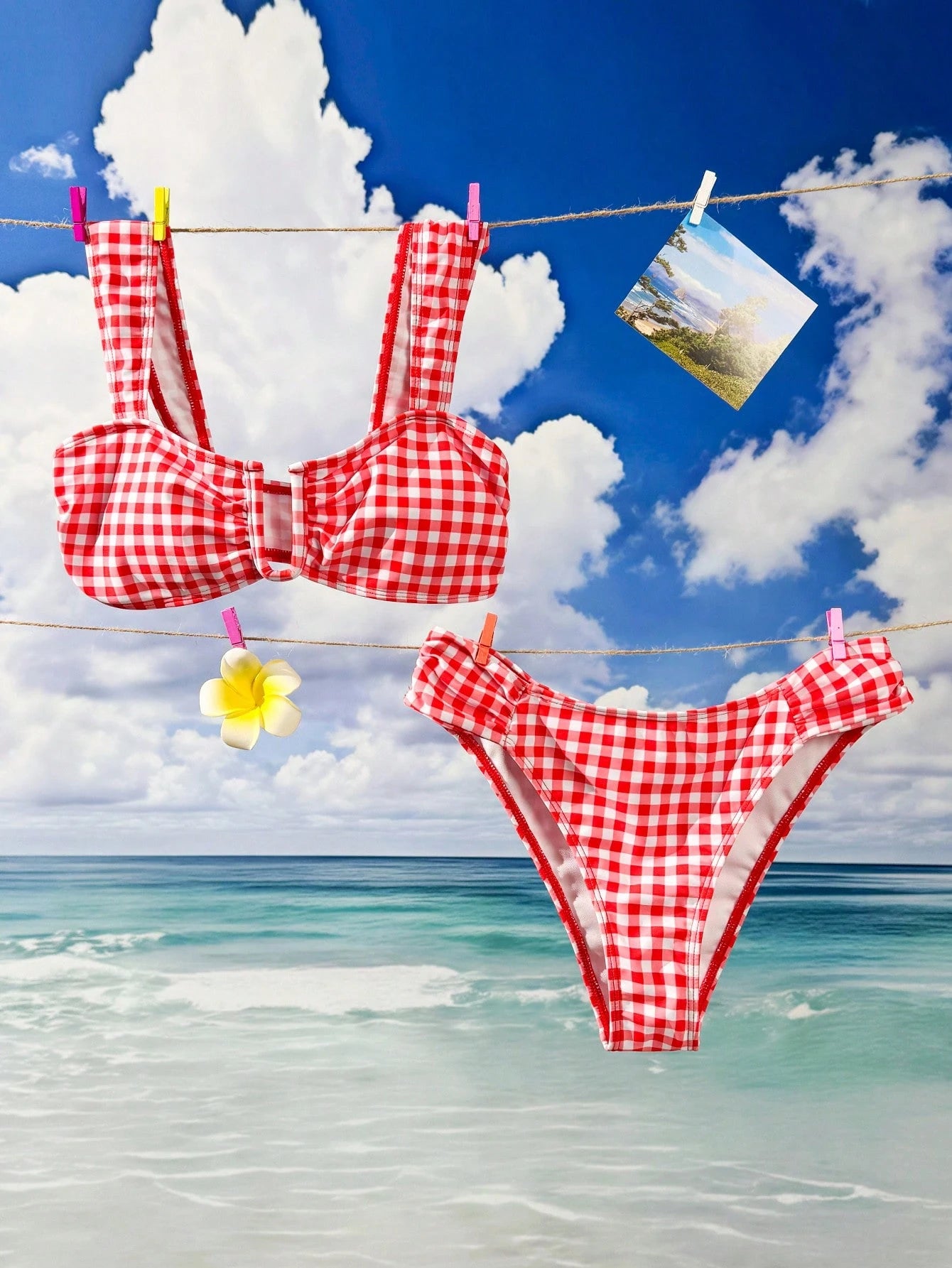 Swim Vcay Women's Summer Soft Yellow Bikini Set, U-Neck Wide Strap High Waist Ruched Two Pieces Fashionable - image 7