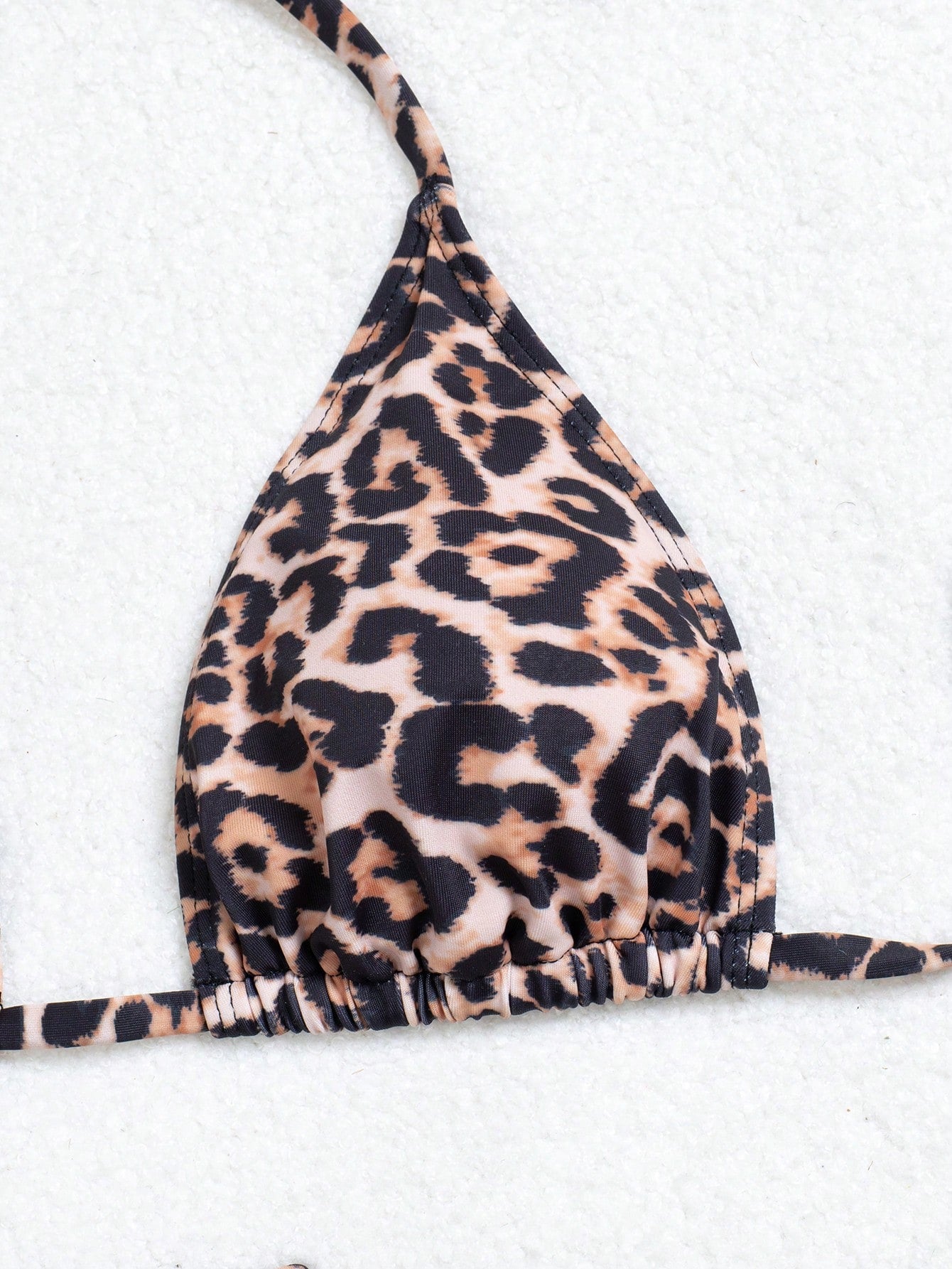 Women's Summer Beach Leopard Print Halter Tie Sexy Bikini Set With