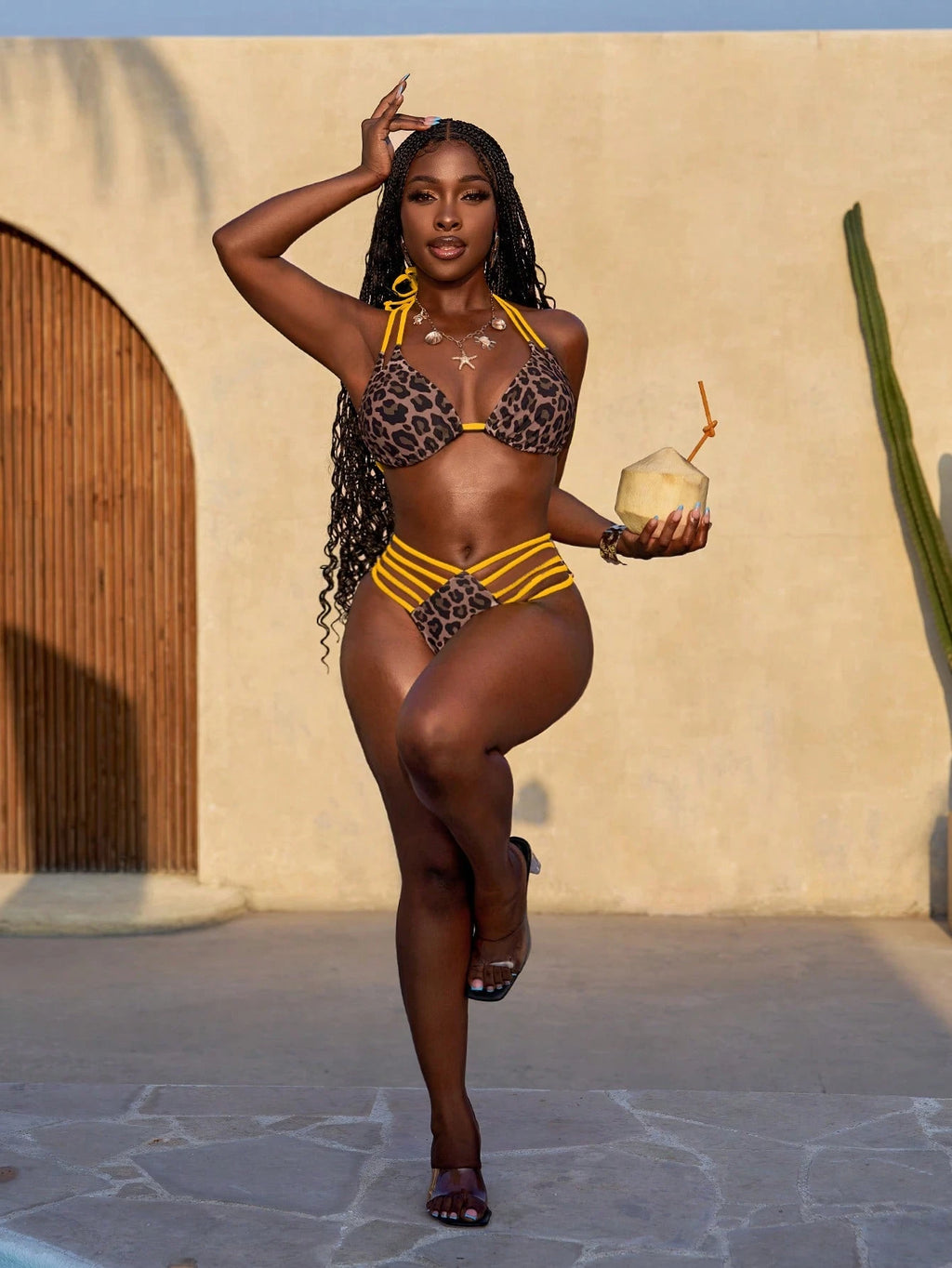 Slaydiva Vacation Sexy Lace-Up Leopard Print Bikini Set For Women