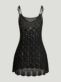 Sweetra CURVE Summer Beach Plus Hollow Out Tie Shoulder Cover Up Dress Without Bikini