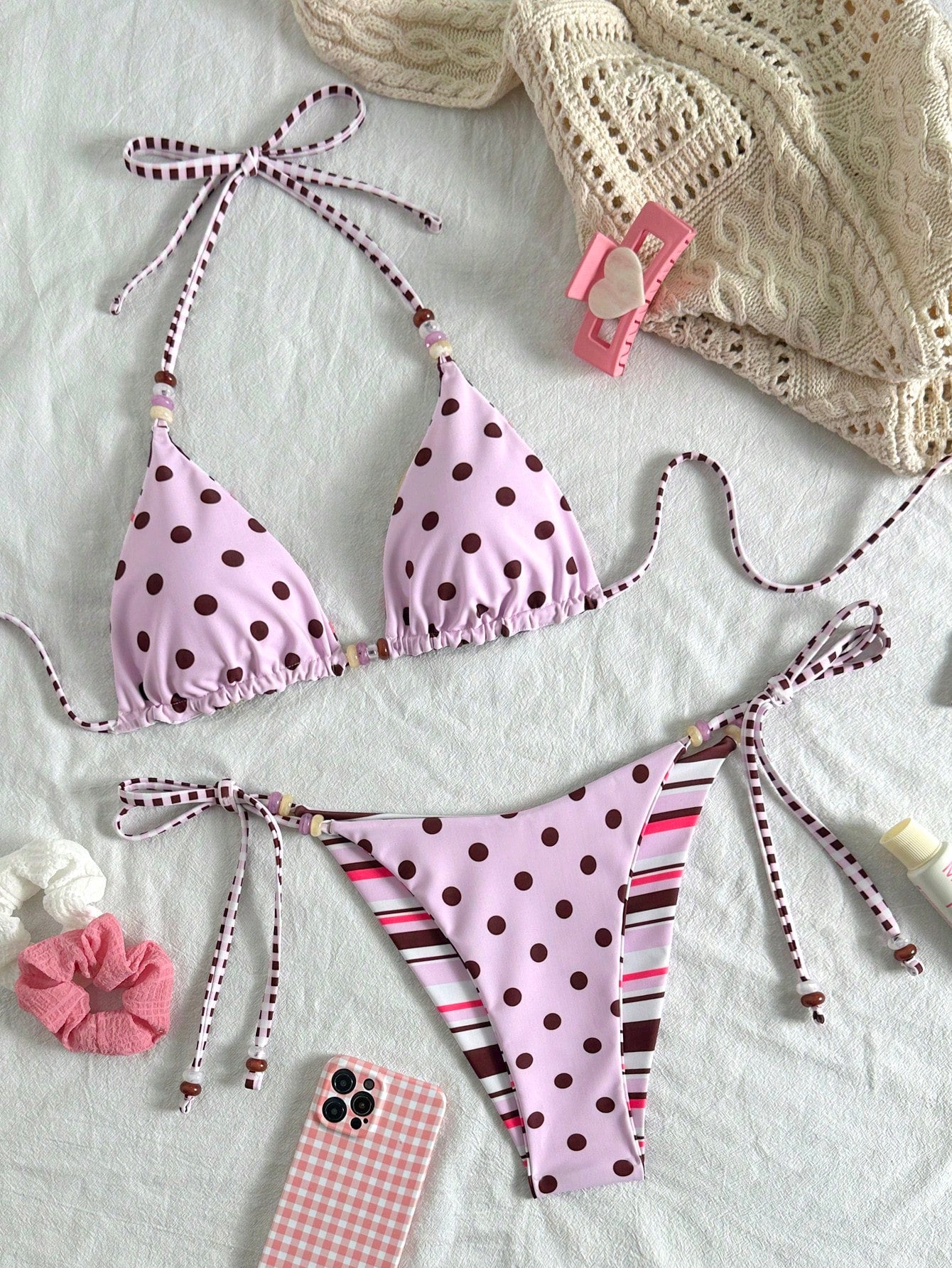 Swim Mod 2026 New Spring/Summer Women 2pcs Swimwear Set, Random