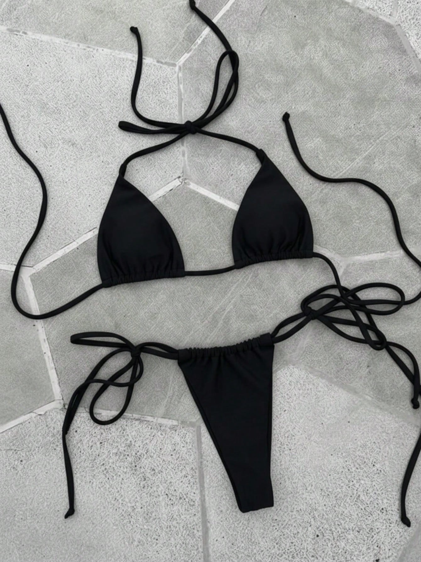 Deep Red & White Plaid Spaghetti Strap Tie Bikini Set, Sweet & Sexy