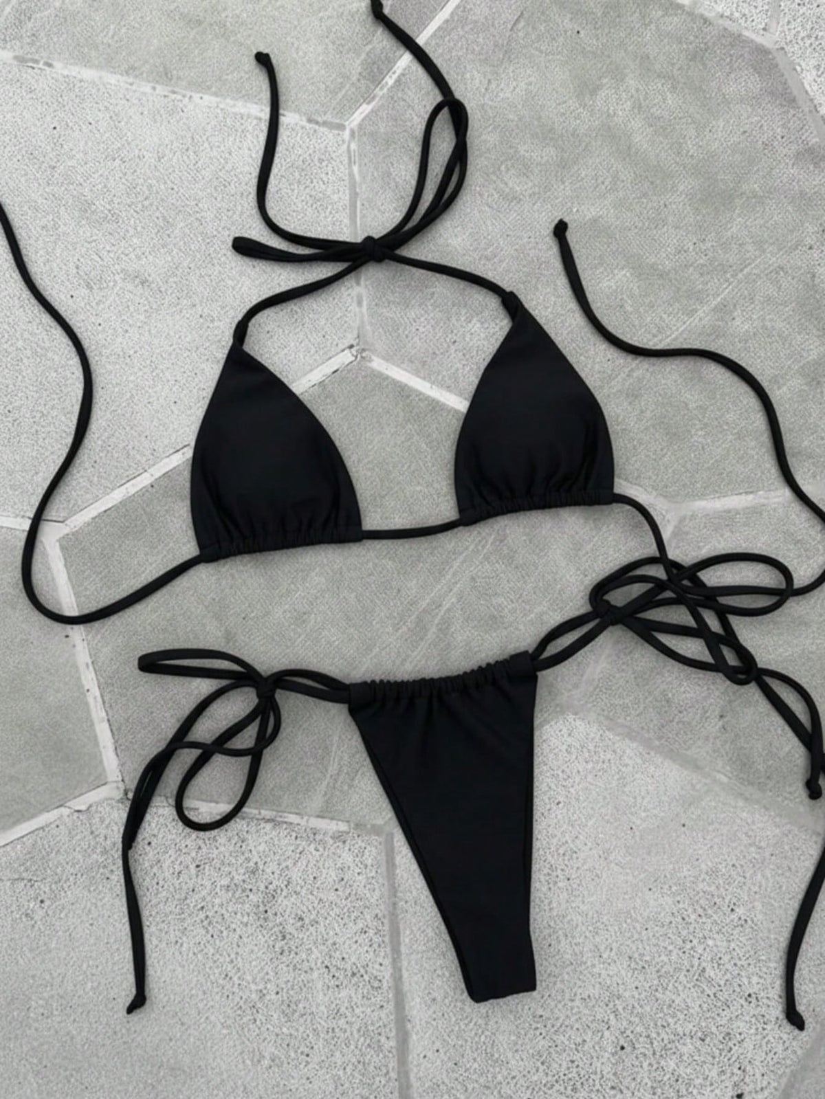 Deep Red & White Plaid Spaghetti Strap Tie Bikini Set, Sweet & Sexy