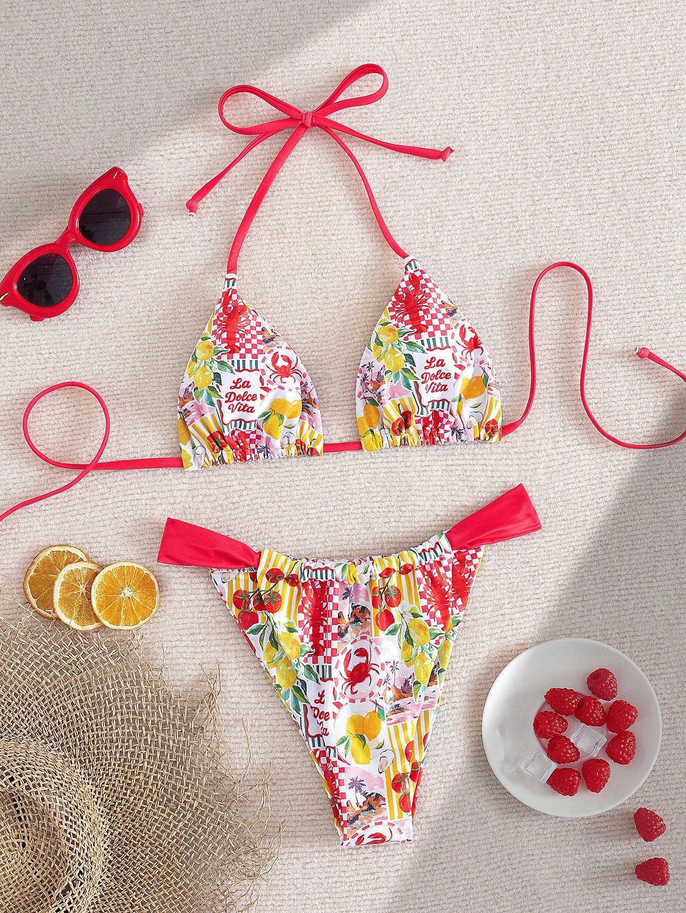 Swim Vcay Summer Vacation Sexy Fashion All-Over Fruit & Vegetable