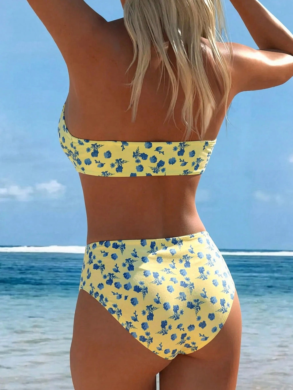 Swim Lushoire Women's Summer Vacation Beach Retro Print Detachable