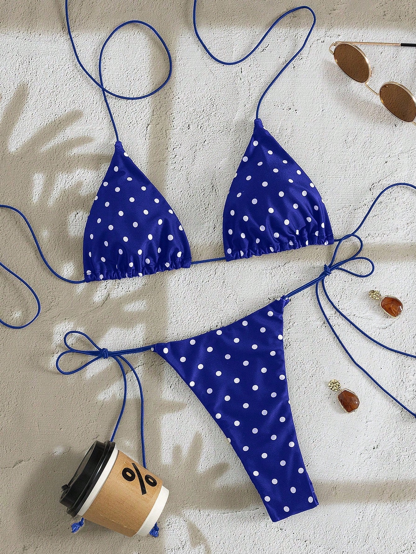 PEPPERMOLLY New Soft Polka Dot Pattern Sleeveless Criss-Cross Strap Bikini Set, Elegant Ladies Summer Beach - image 11