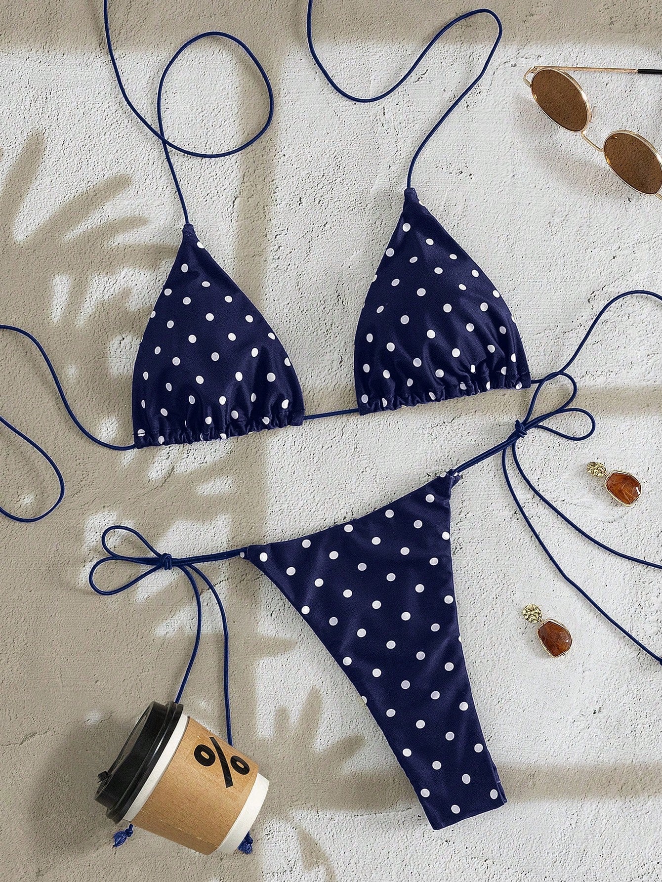 PEPPERMOLLY New Soft Polka Dot Pattern Sleeveless Criss-Cross Strap Bikini Set, Elegant Ladies Summer Beach - image 16