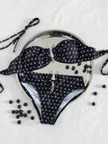 Swim SXY Sexy Ombre Leopard Print Gold Accessories Bandeau Bikini