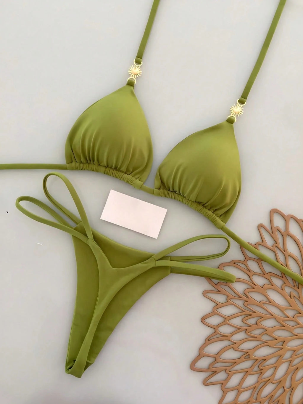 2pcs Casual Elegant Sexy Bohemian Floral Tie-Dye Trim Bikini Swimwear, Suitable