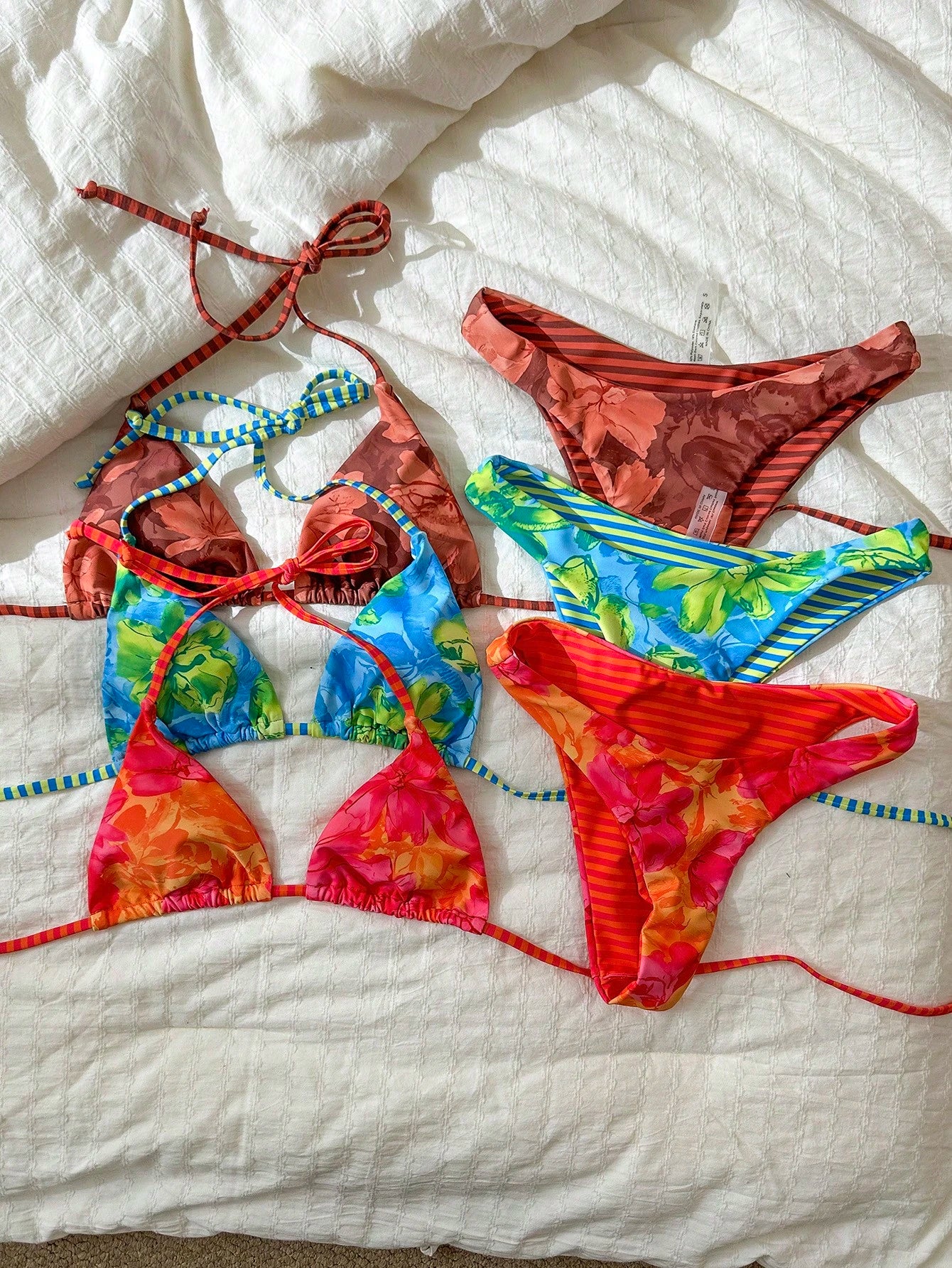 Swim Mod Women's Summer Beach Vacation Red Plaid Bow Decor White Trim Halter Tie Back Sexy Bikini Set Set - image 7