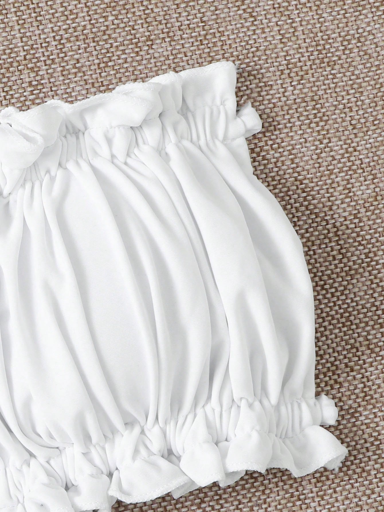 Swim Vcay Summer Beach Ruched Frill Trim Bandeau Bikini Set