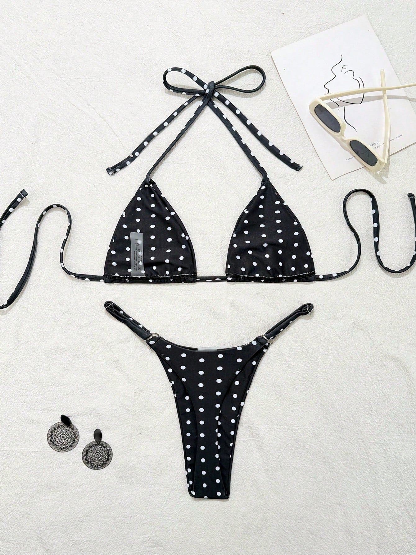 Swim Mod Women's 2 Pieces Bikini Set, Pink Stripe Triangle Spaghetti Strap High Cut Tie Waist Swimwear, - image 13