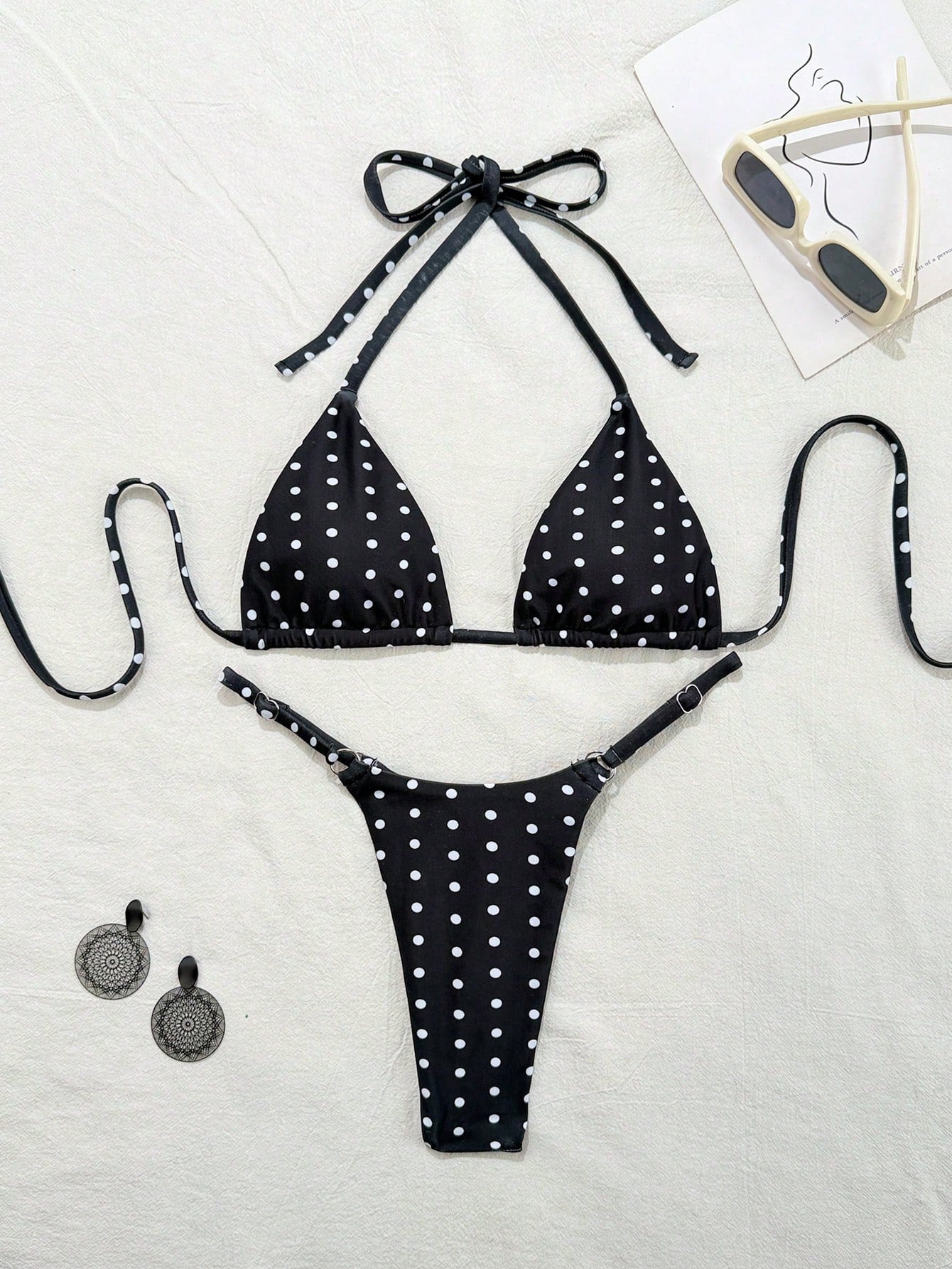 Swim Mod Women's 2 Pieces Bikini Set, Pink Stripe Triangle Spaghetti Strap High Cut Tie Waist Swimwear, - image 17