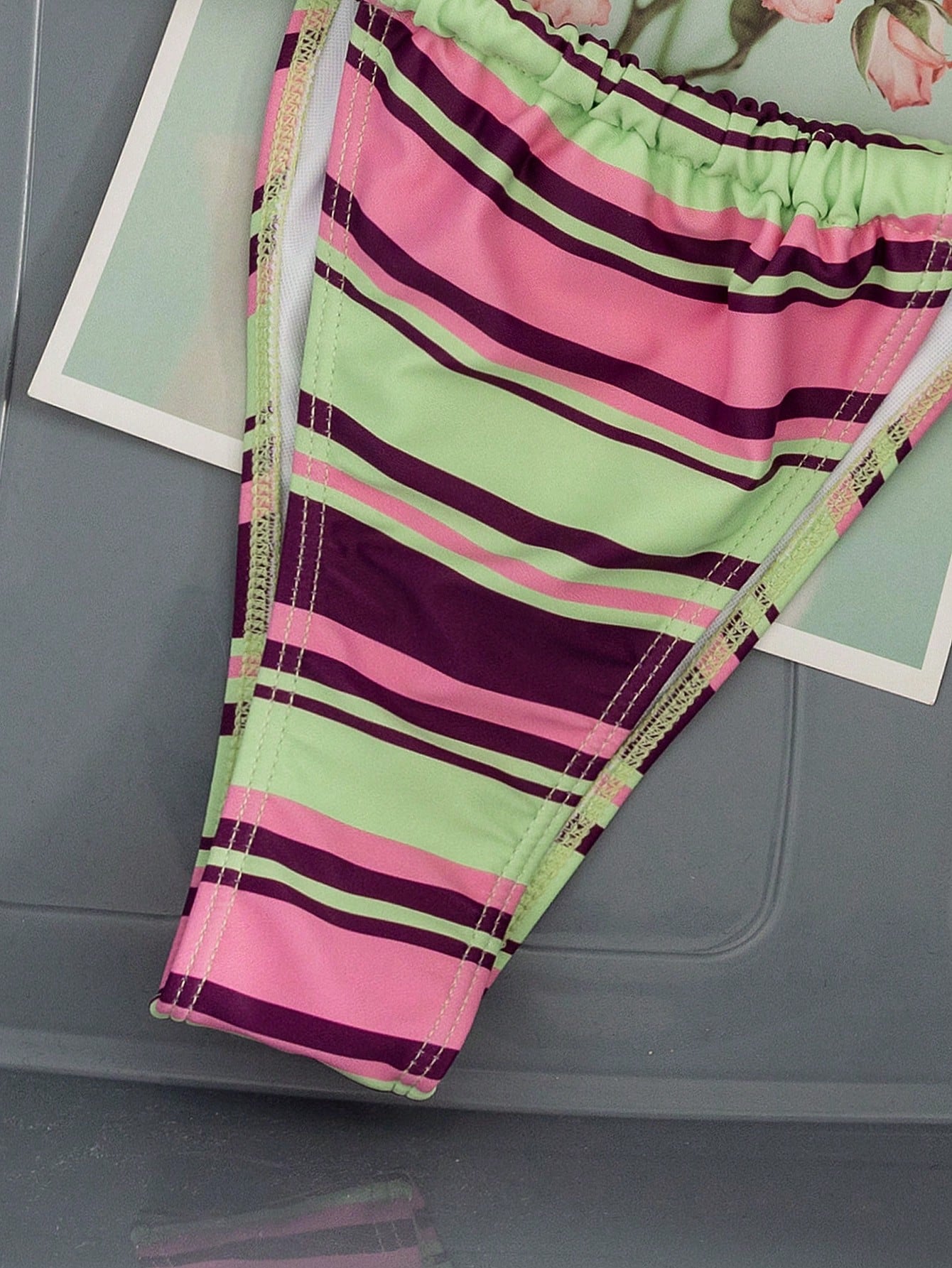 Women's Striped Print Halter Tie 2-Piece Swimwear, Sexy Fashion Minimalist Girly