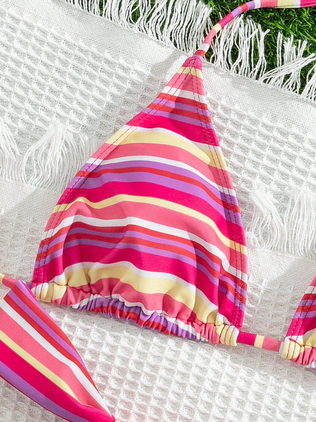 Women's Striped Print Halter Tie 2-Piece Swimwear, Sexy Fashion Minimalist Girly