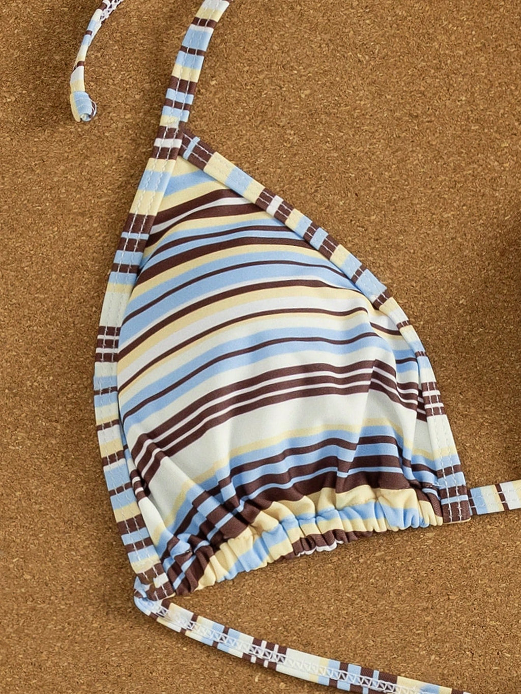 Costavie 3pcs Women's Halter Striped Tie-Front Tankini Swimwear Set