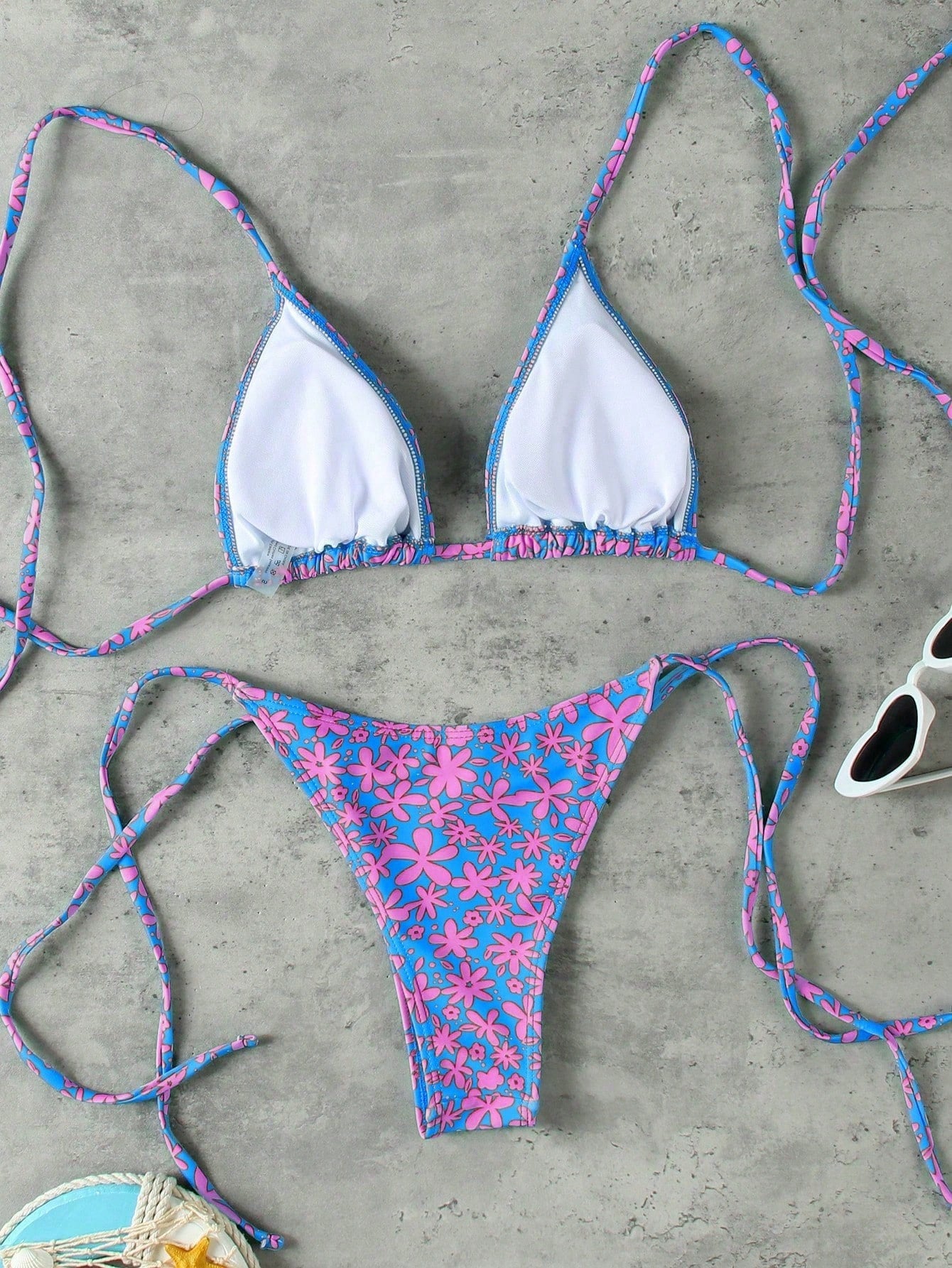 Vintage Orange Striped Halter Neck Swimsuit Set, Sexy Push-Up High