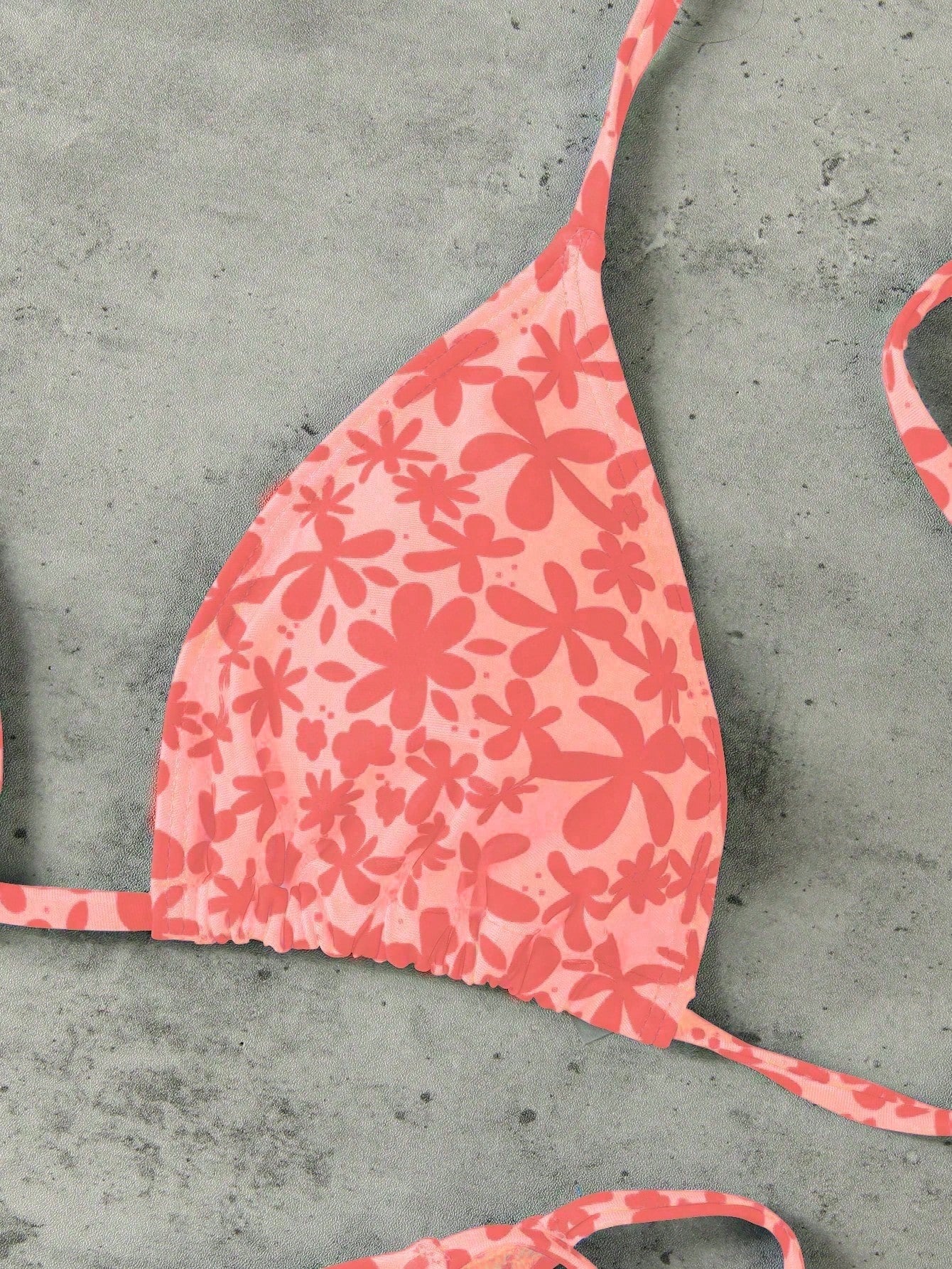 Vintage Orange Striped Halter Neck Swimsuit Set, Sexy Push-Up High