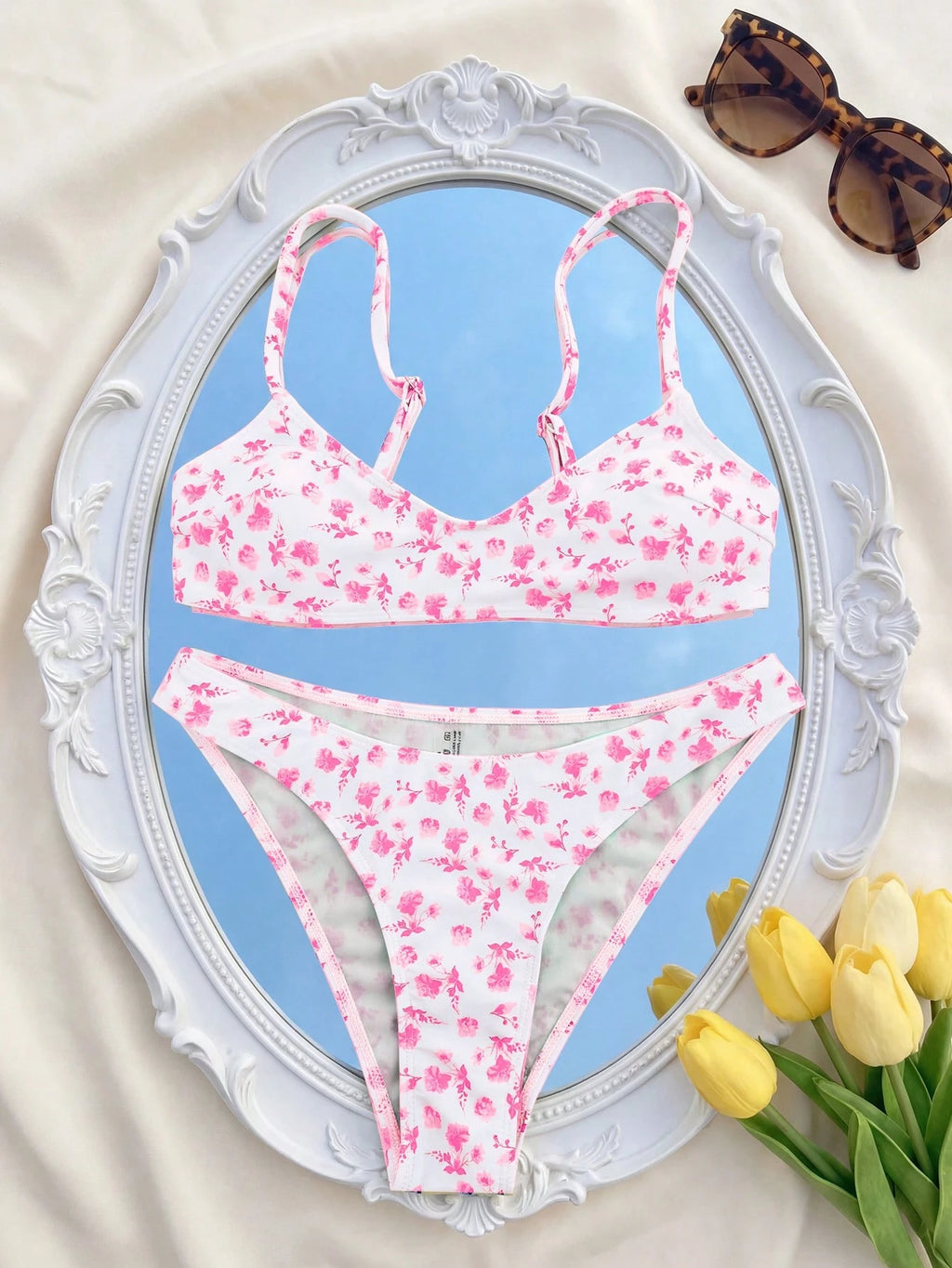 Swim Mod Elegant Vacation Bohemian Navy Blue & White Polka Dot Adjustable Strap V-Neck Sexy Bikini Set - image 19