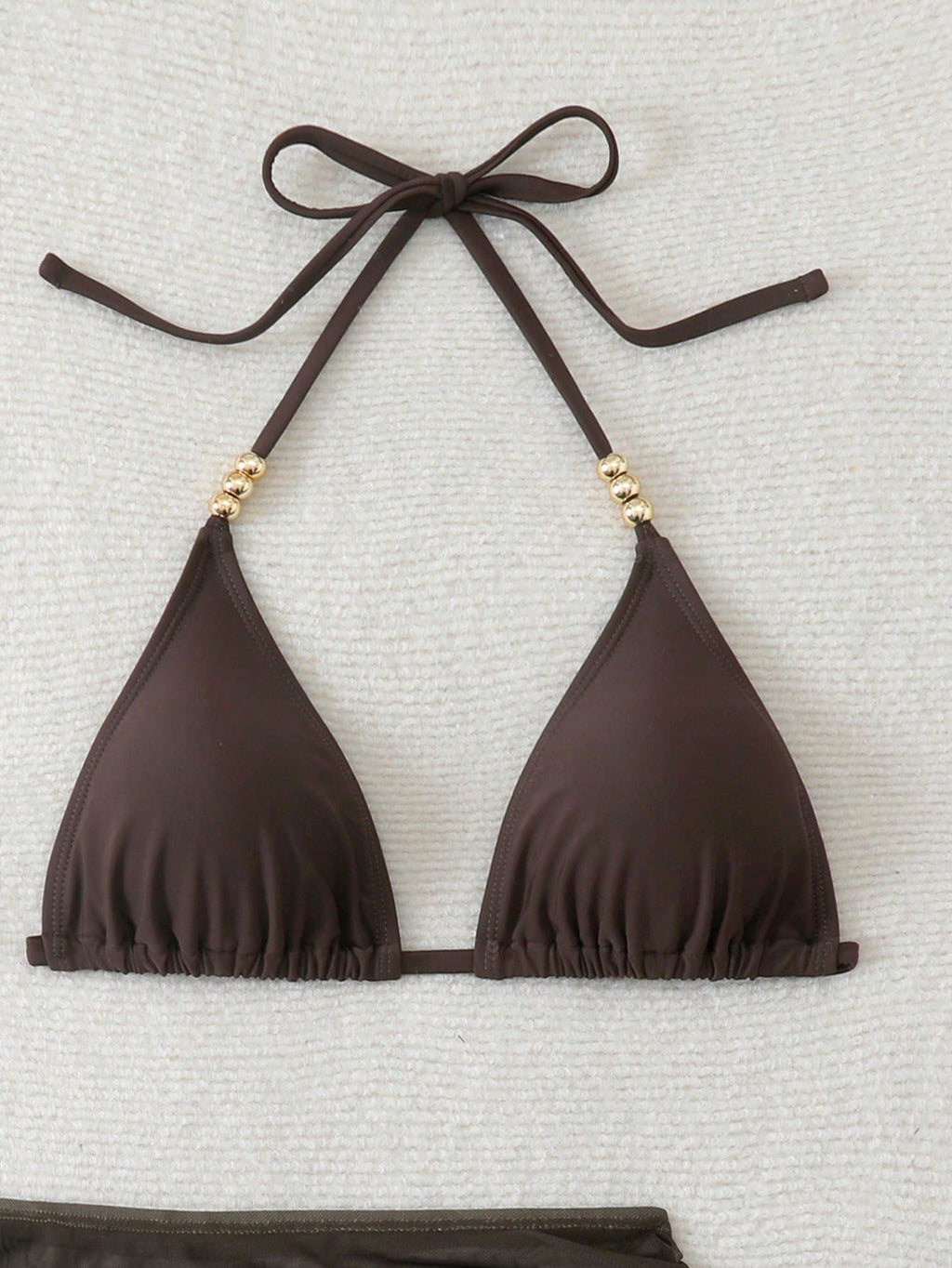 Swim SXY 3pcs Women's Sexy Solid Color V-Neck Halter Tie Bikini Set