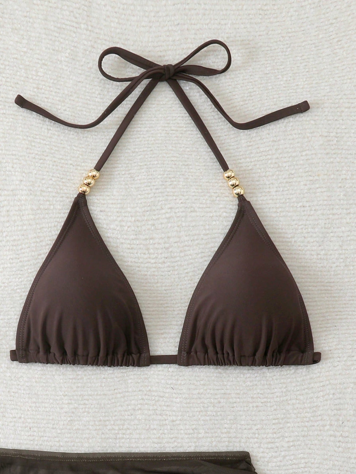 Swim SXY 3pcs Women's Sexy Solid Color V-Neck Halter Tie Bikini Set Set With Cover-Up - image 13
