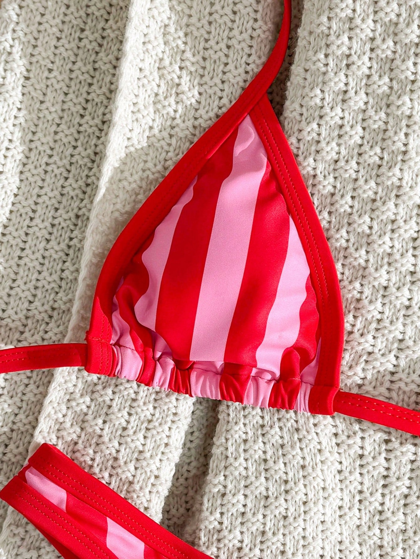 Swim Vcay 2026 New Spring/Summer Women 2pcs/Set Random Printed Striped Triangle Bikini Bottoms & Beach - image 17