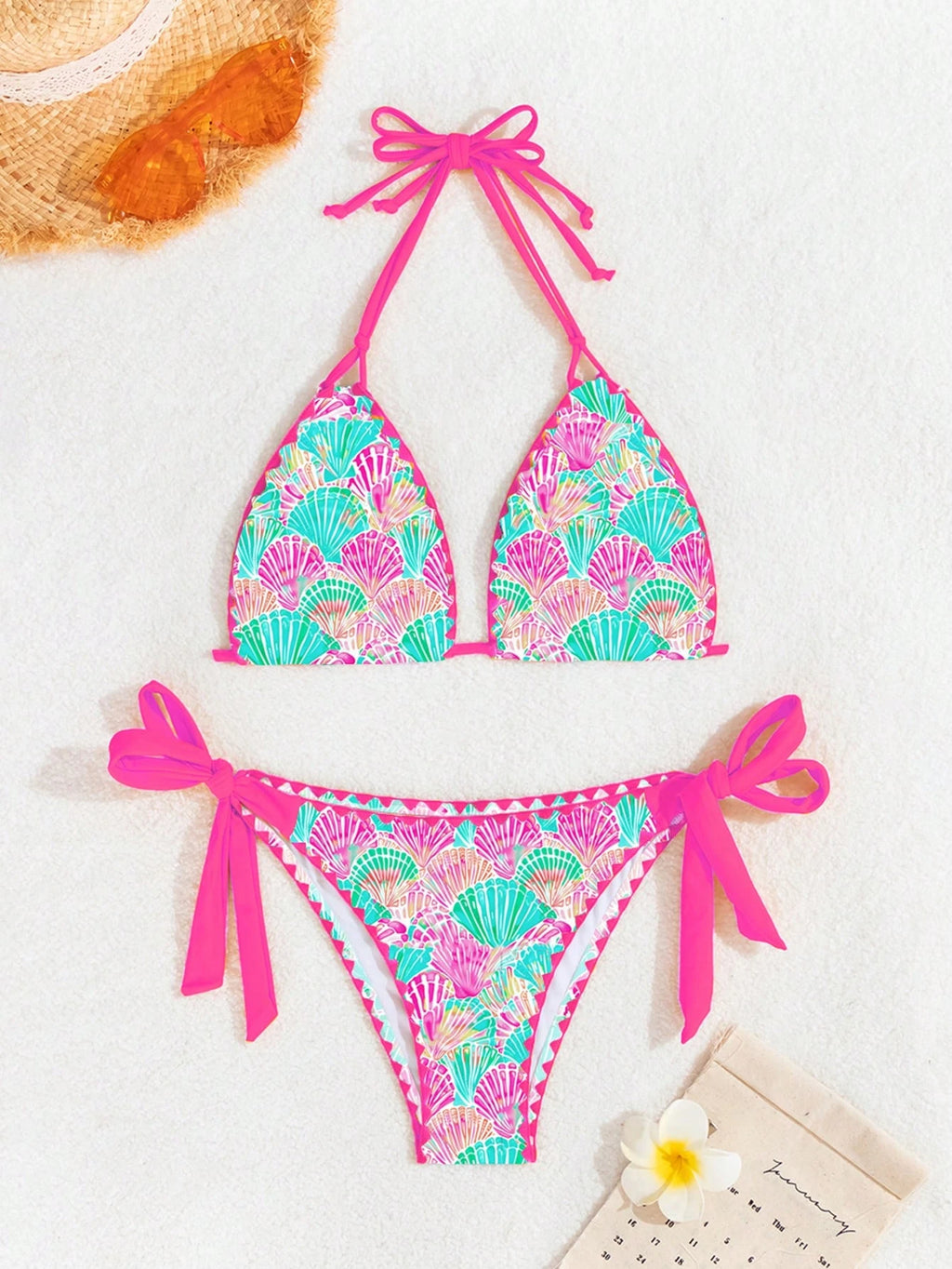 Swim Vcay Women's Fashion Shell Print Swimsuit Set