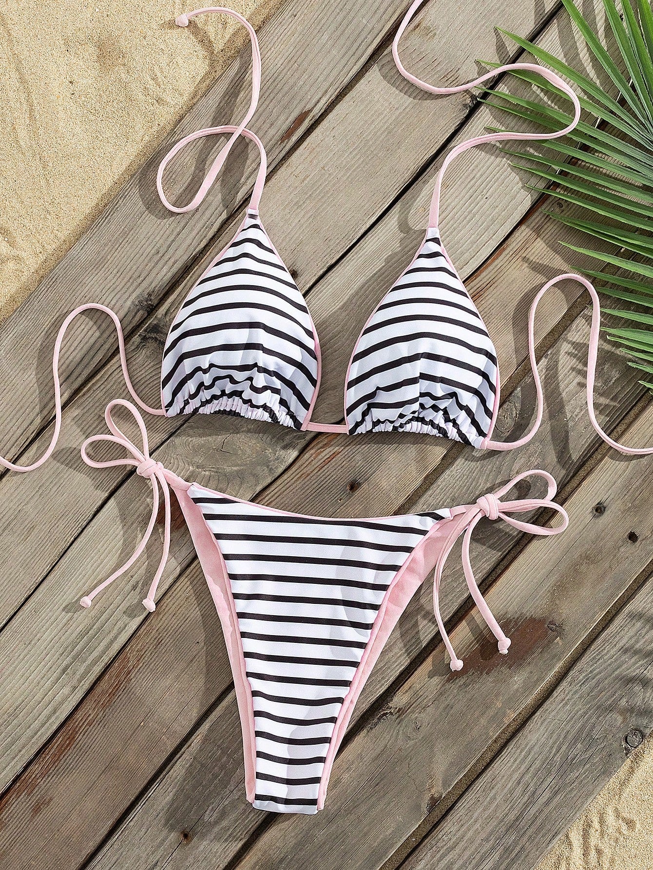 Women's Leopard Print Halter Neck Tie Sexy Bikini Set, Summer Beach Vacation Sty