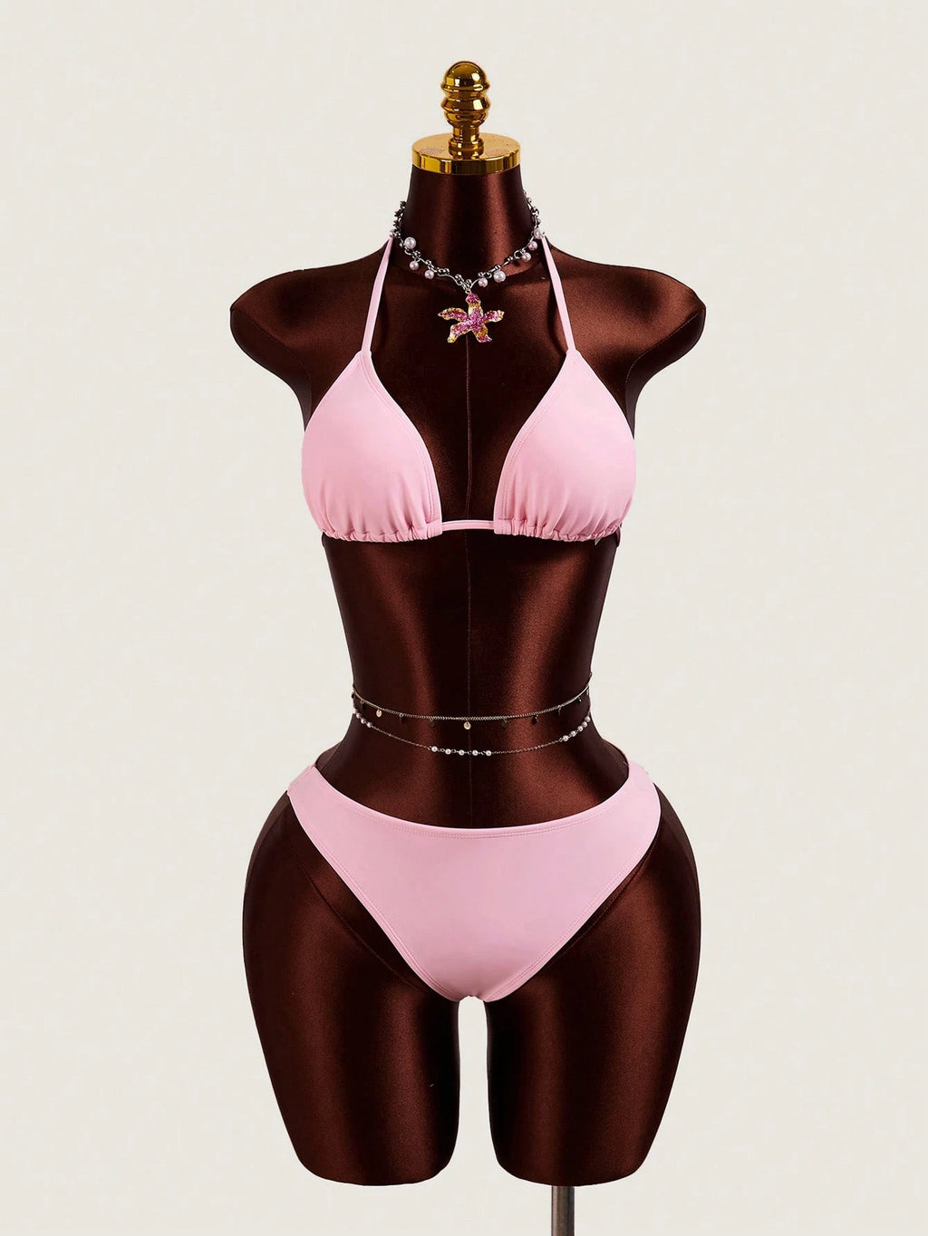 Zestiva New 4pcs Women's Swimwear Set, Printed Pink Bikini