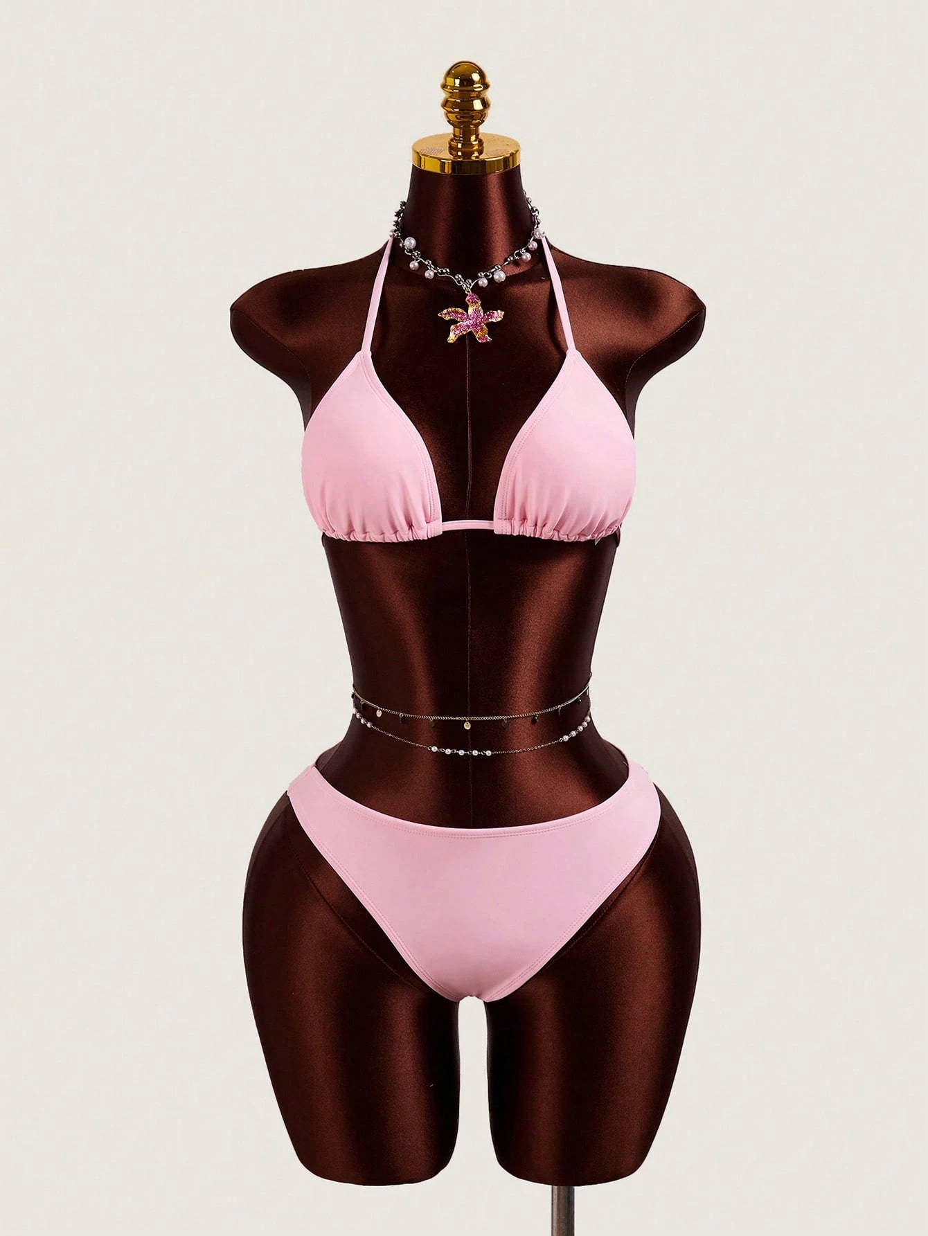 Zestiva New 4pcs Women's Swimwear Set, Printed Pink Bikini