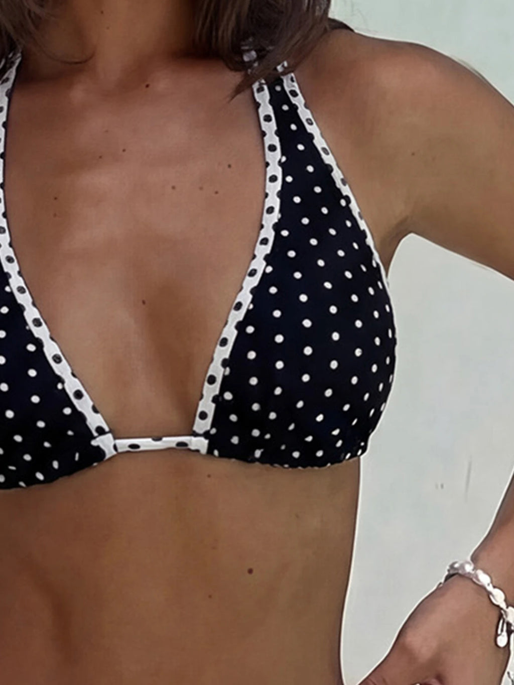 Women's Elegant Polka Dot Sports Casual Bikini Set, Triangle Cup