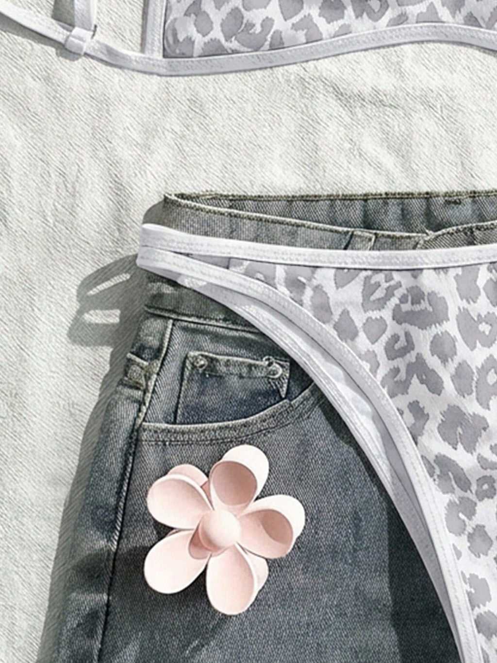 Swim Mod Women's Bikini Swimwear Set,Red And Cheetah