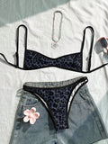 Swim Mod Women's Bikini Swimwear Set,Red And Cheetah
