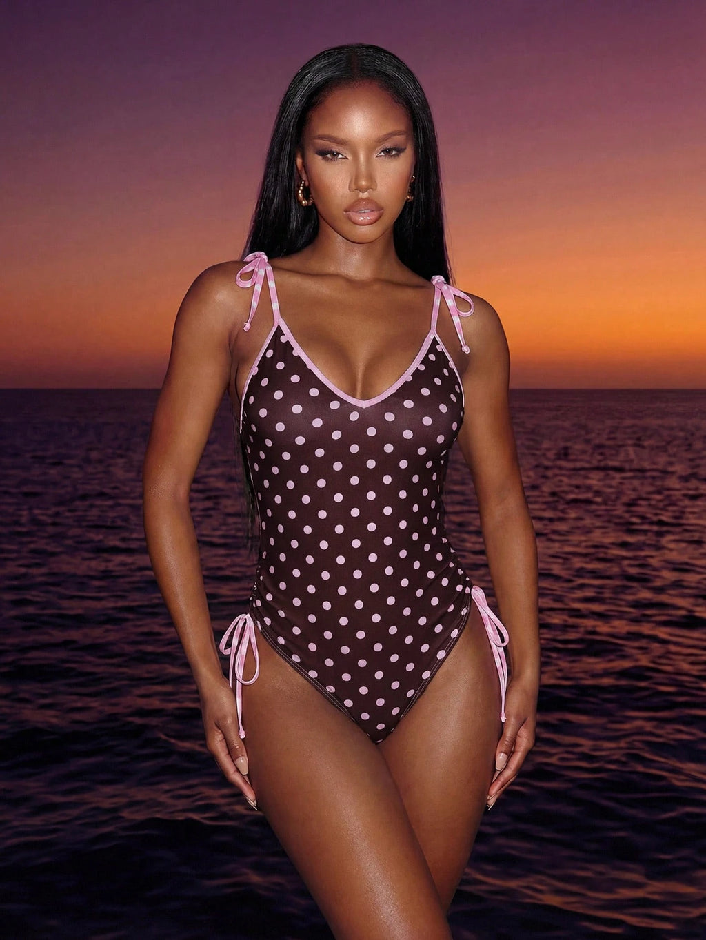 Swim Vcay Women's Solid Color Spaghetti Strap Tie Front One-Piece Swimsuit, Spring/Summer - image 10