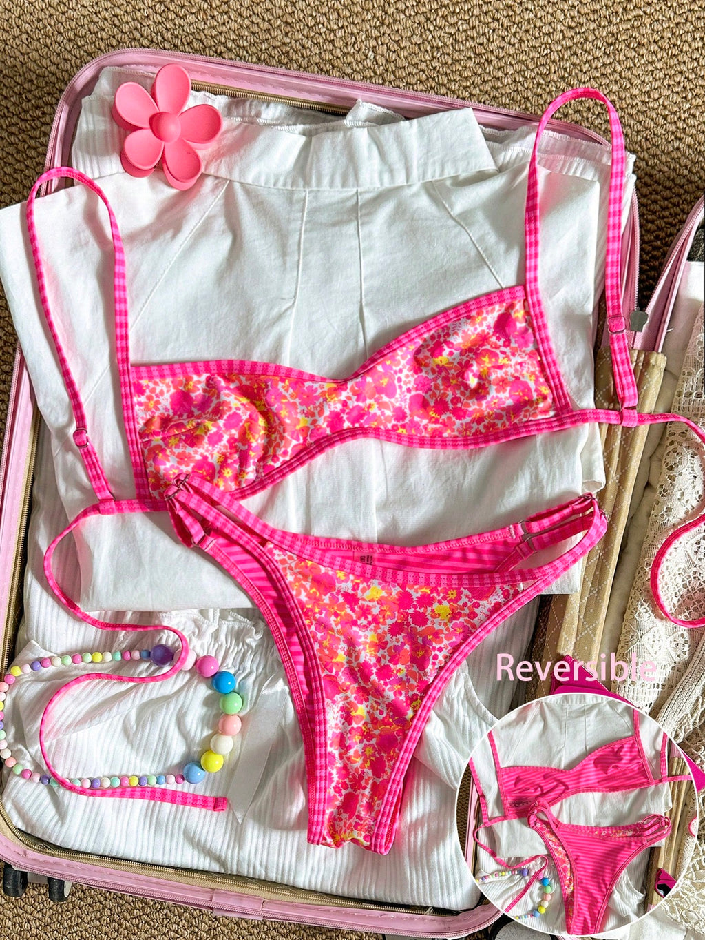 Swim Mod Women's Pink Summer Casual Beach Holiday Vacation Holiday