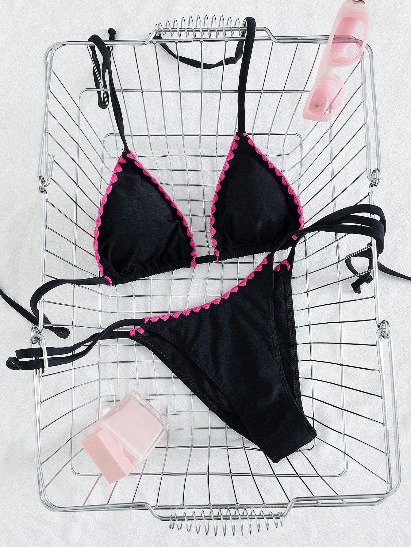 Lady's Solid Color Bartack Halter & Tie-Side 2Pcs Swimwear: Sexy, High End, Simple, Gal, Casual – Beach - image 12
