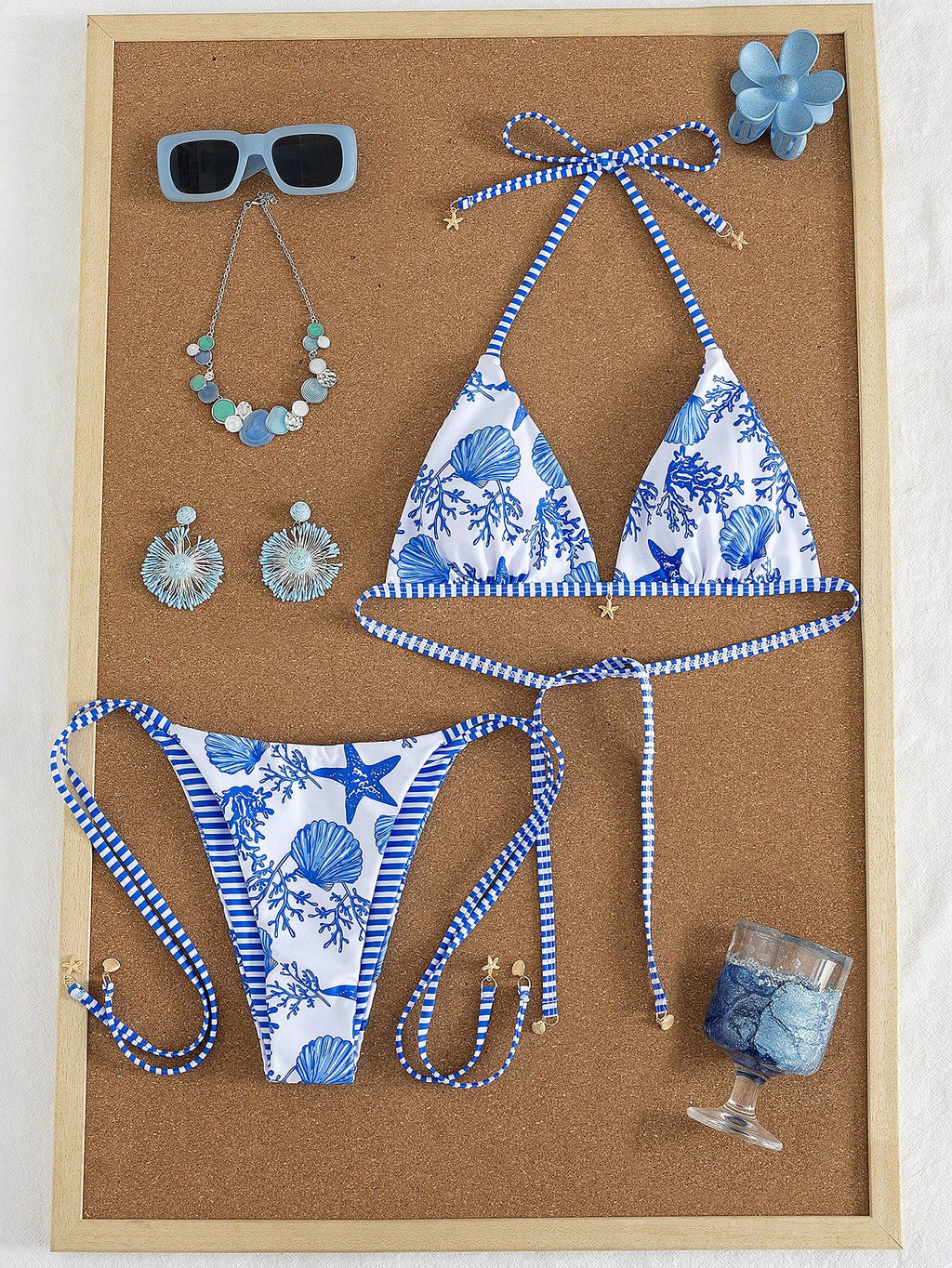 Swim Mod New Arrival Spring/Summer Seaside Casual Vacation Blue & White Starfish