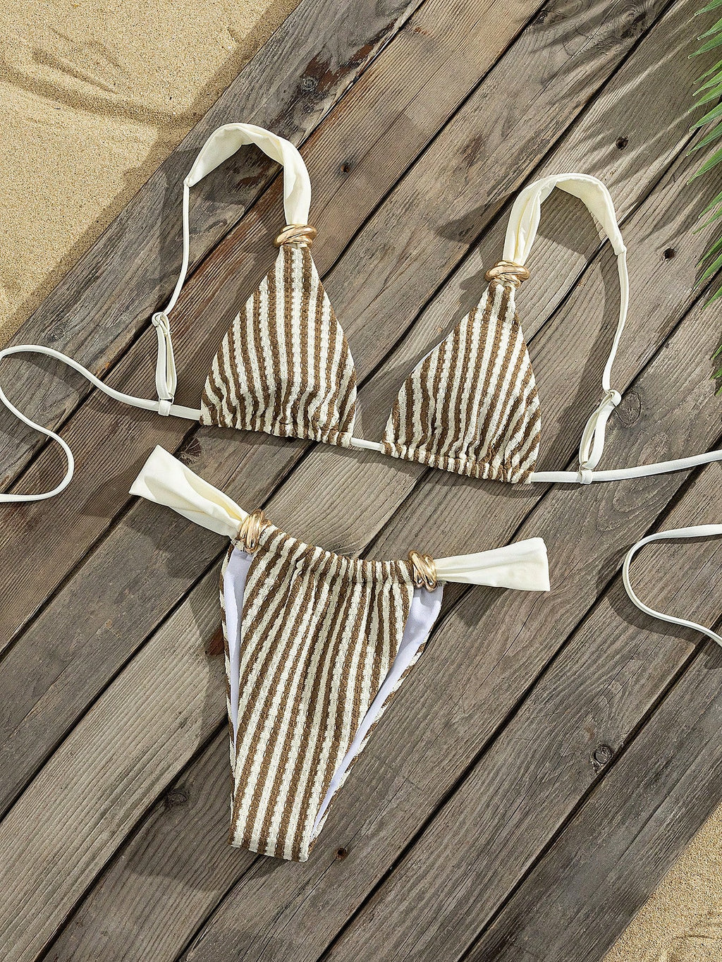 Swim Vcay Women's Spring/Summer Beach Striped Jacquard Fabric Color