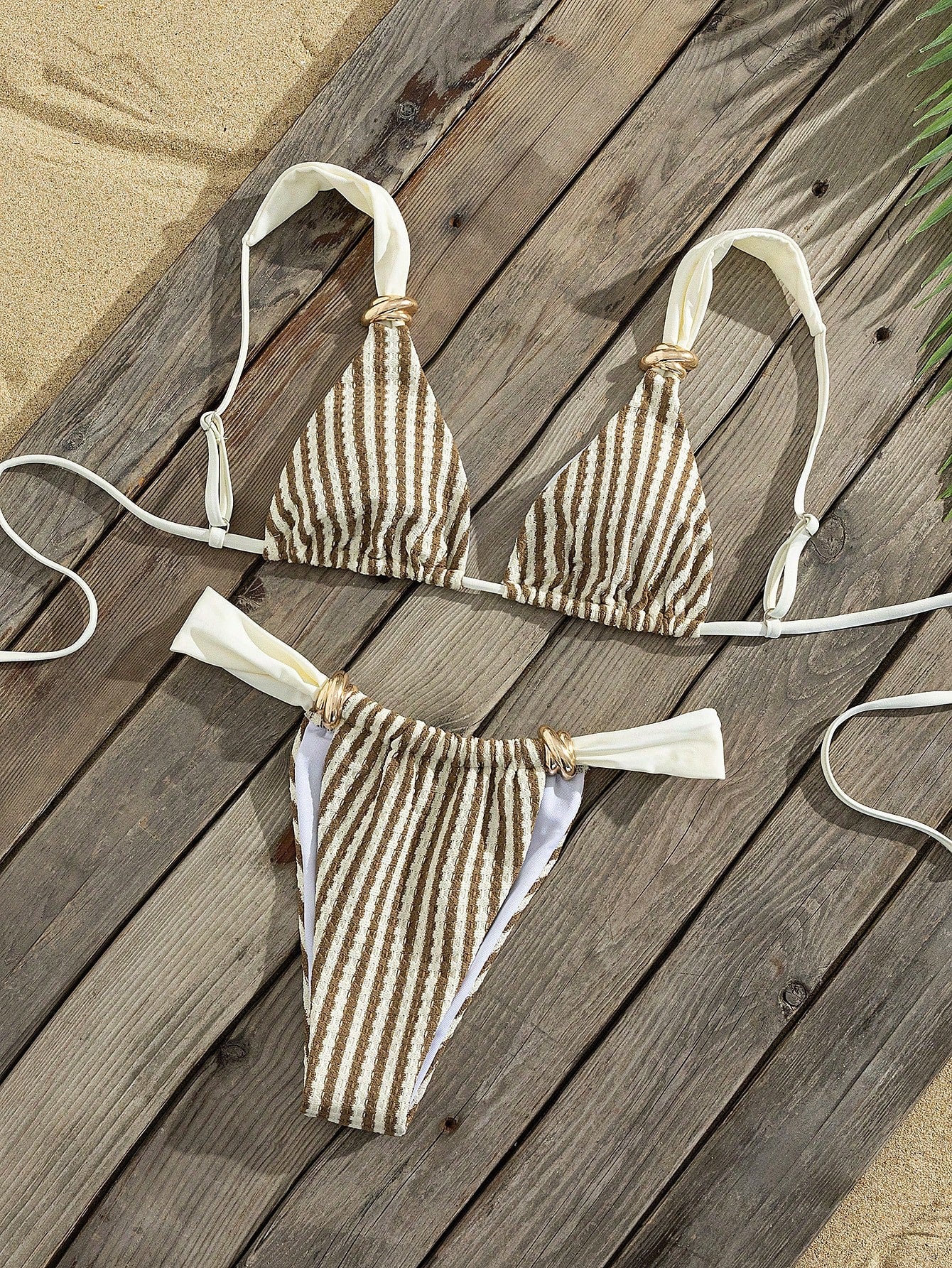 Swim Vcay Women's Spring/Summer Beach Striped Jacquard Fabric Color
