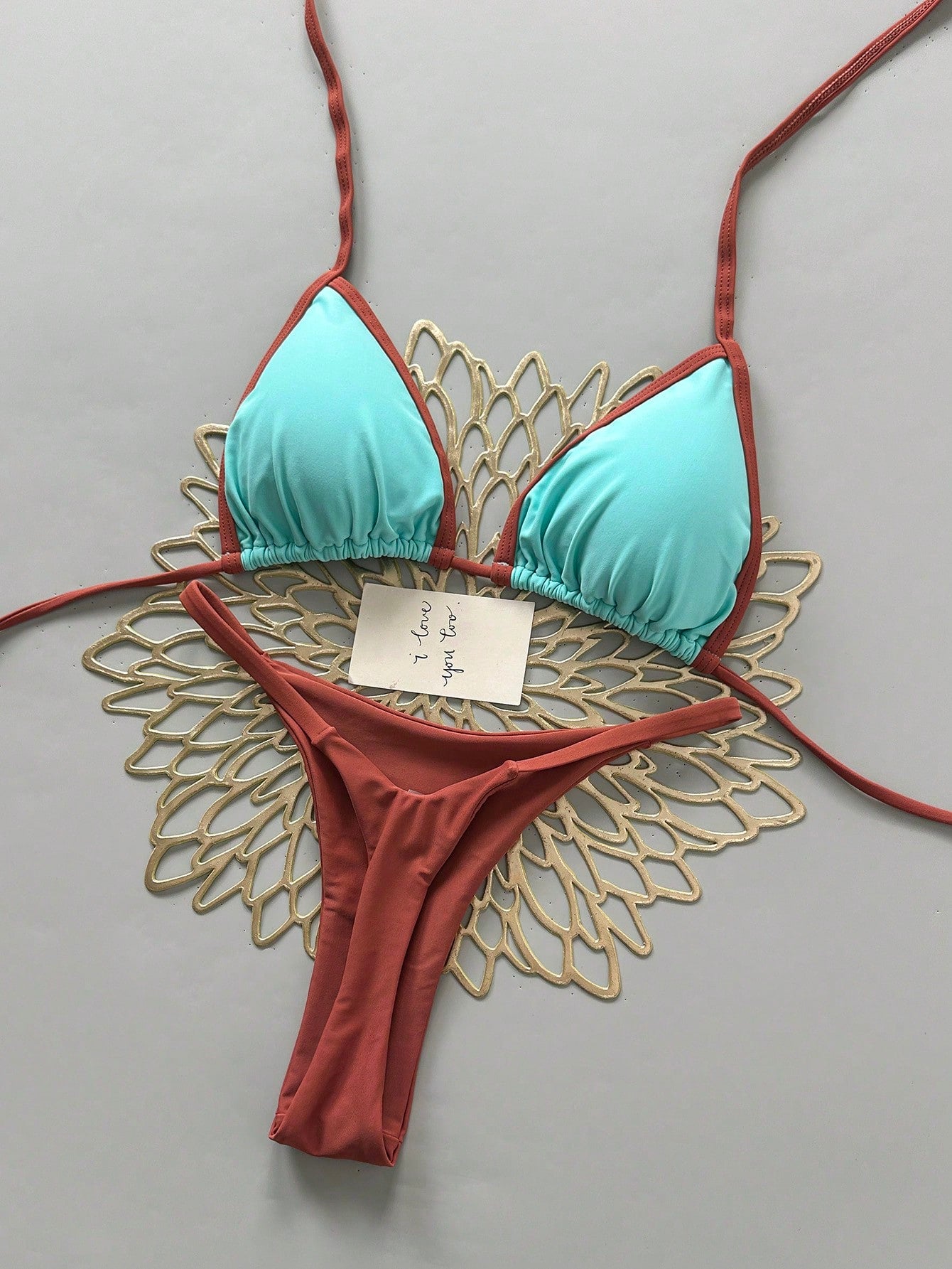 Women's Summer Beach Patchwork Halter Tie Sexy Bikini And Triangle
