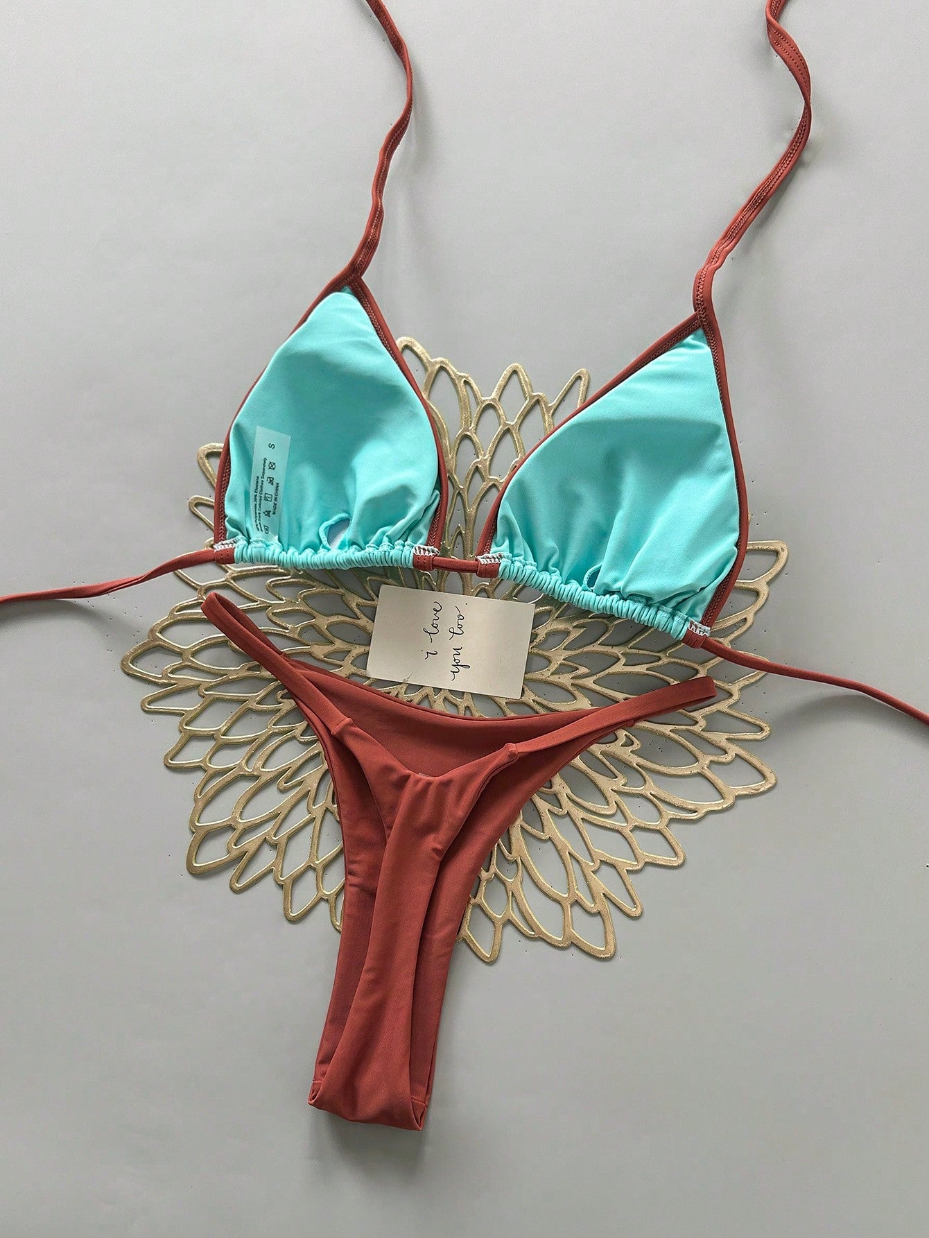 Women's Summer Beach Patchwork Halter Tie Sexy Bikini And Triangle