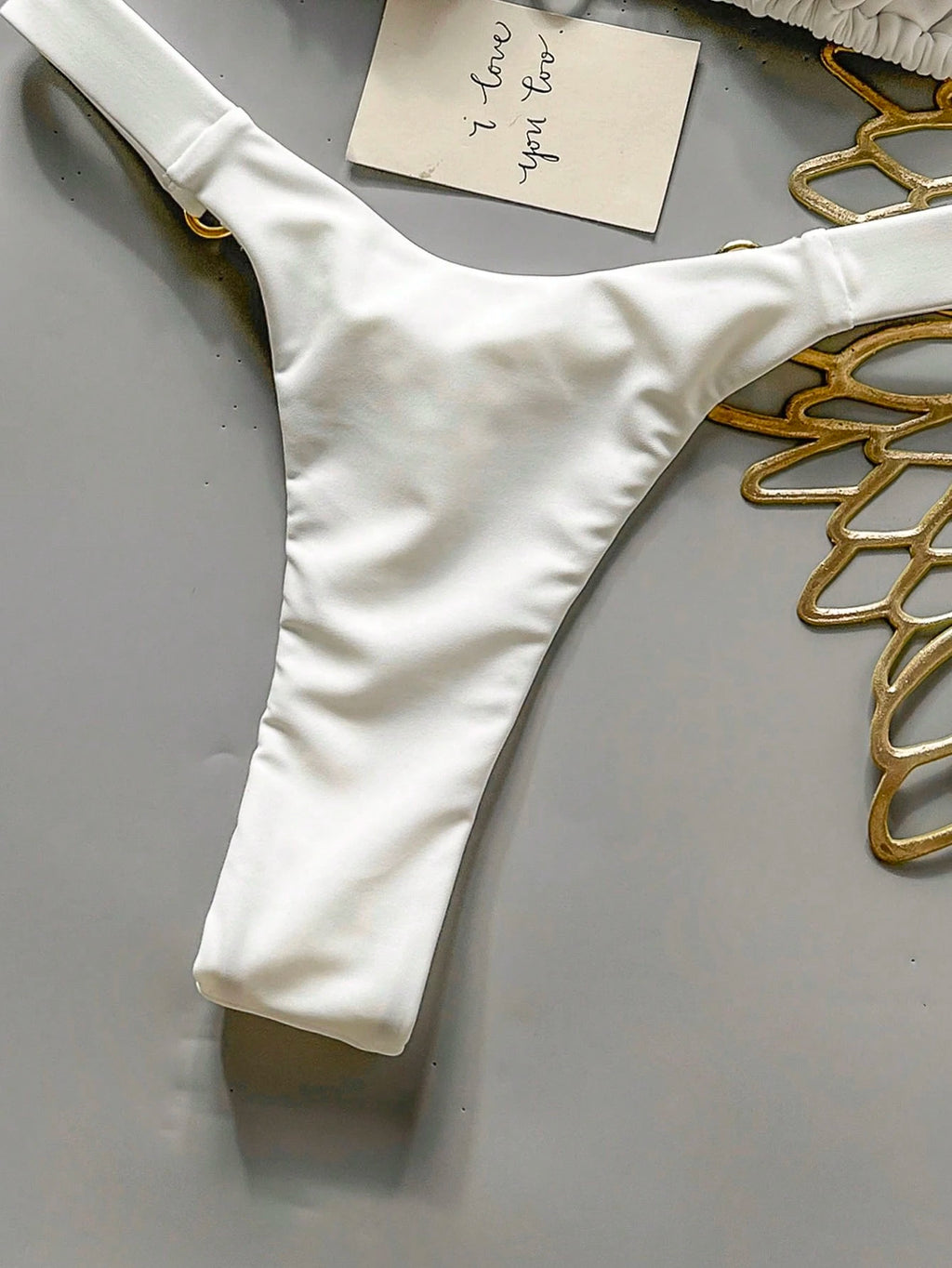 Women's Summer Beach Solid Color Sexy Bikini Swimwear Set Vacation White