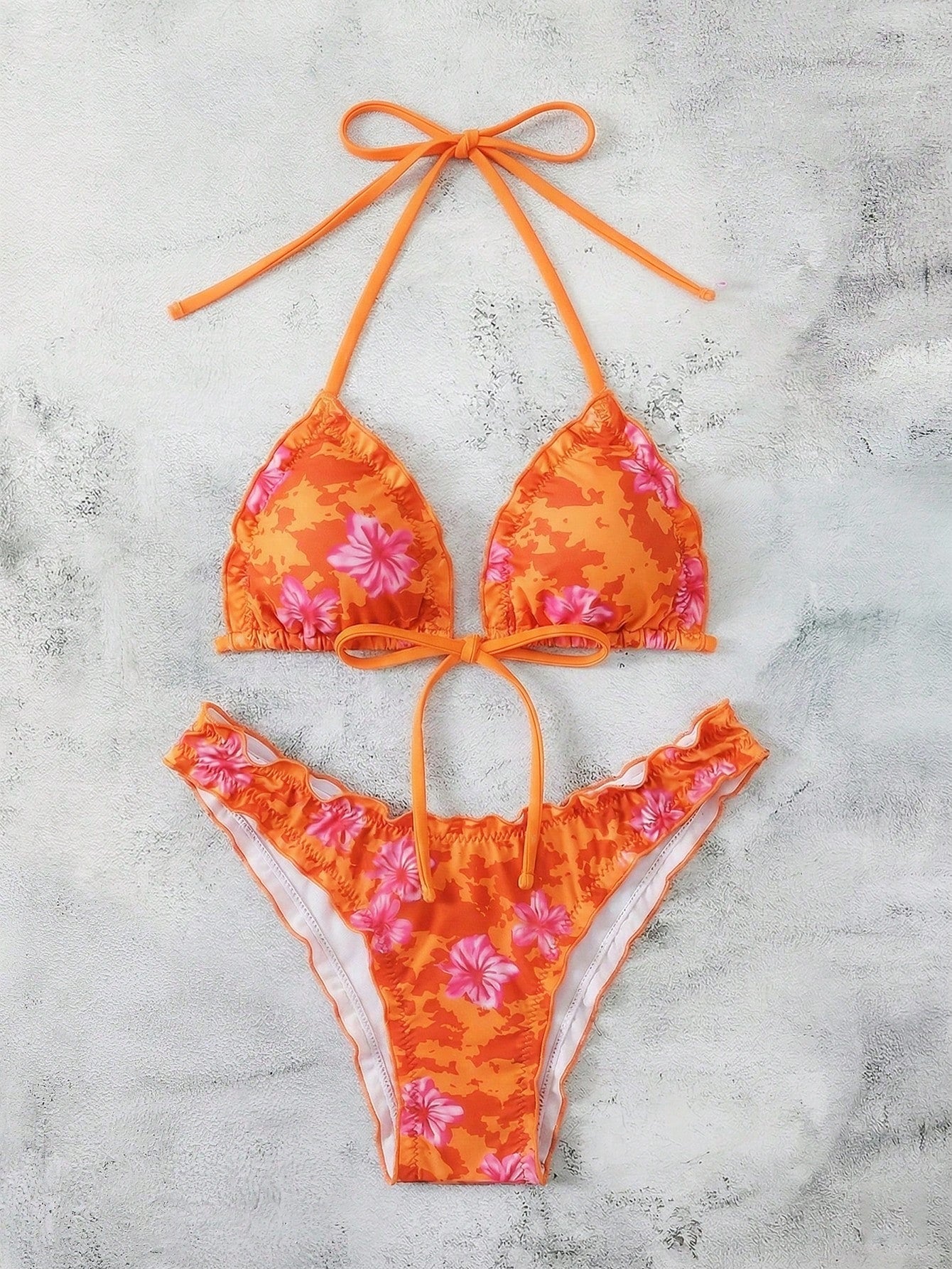 Swim Mod Women's Summer Polka Dot Print Camisole Tie Bow Bikini Two